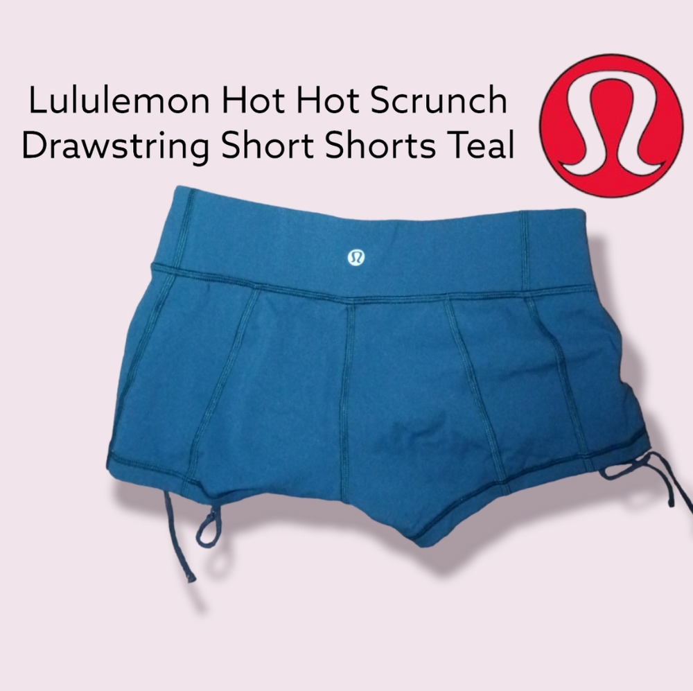 Lululemon Hot Hot Scrunch Drawstring Short Shorts Teal size 4